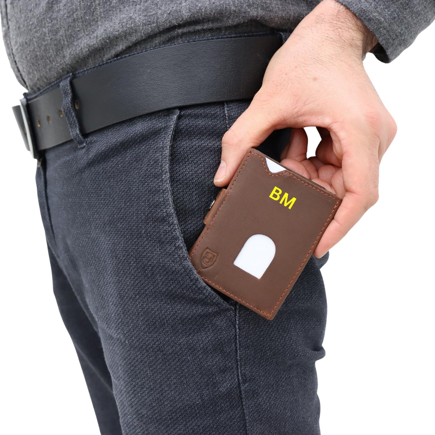 Leder Geldbörse Herren mit Personalisierung, Herren Kartenetui mit Initialen Gravur, Portemonnaie mit RFID, Weihnachtsgeschenk, Kartenfach