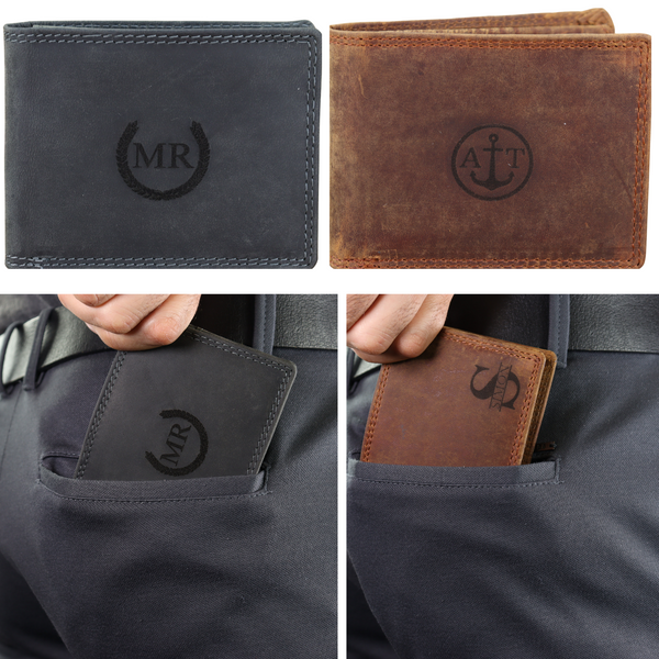 Personalisierte Leder Brieftasche, Geschenk für einen Geburtstag oder Weihnachten, Personalisierte Herren Handmade Leder Brieftasche